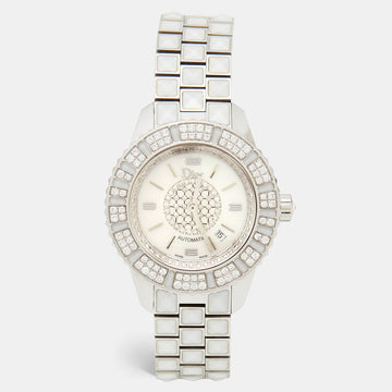 DIOR Mother Of  Pearl Diamonds Stainless Steel Christal CD113512M001 Women's Wristwatch 33 mm