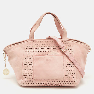 DKNY Pink Perforated Nubuck Tote
