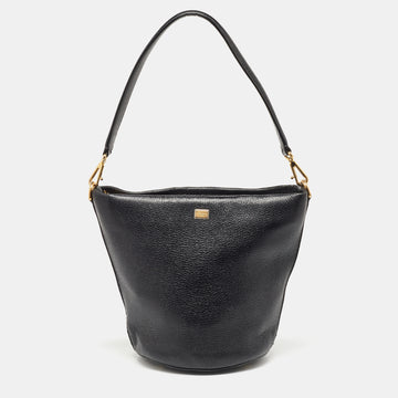 DOLCE & GABBANA Black Soft Leather Bucket Bag
