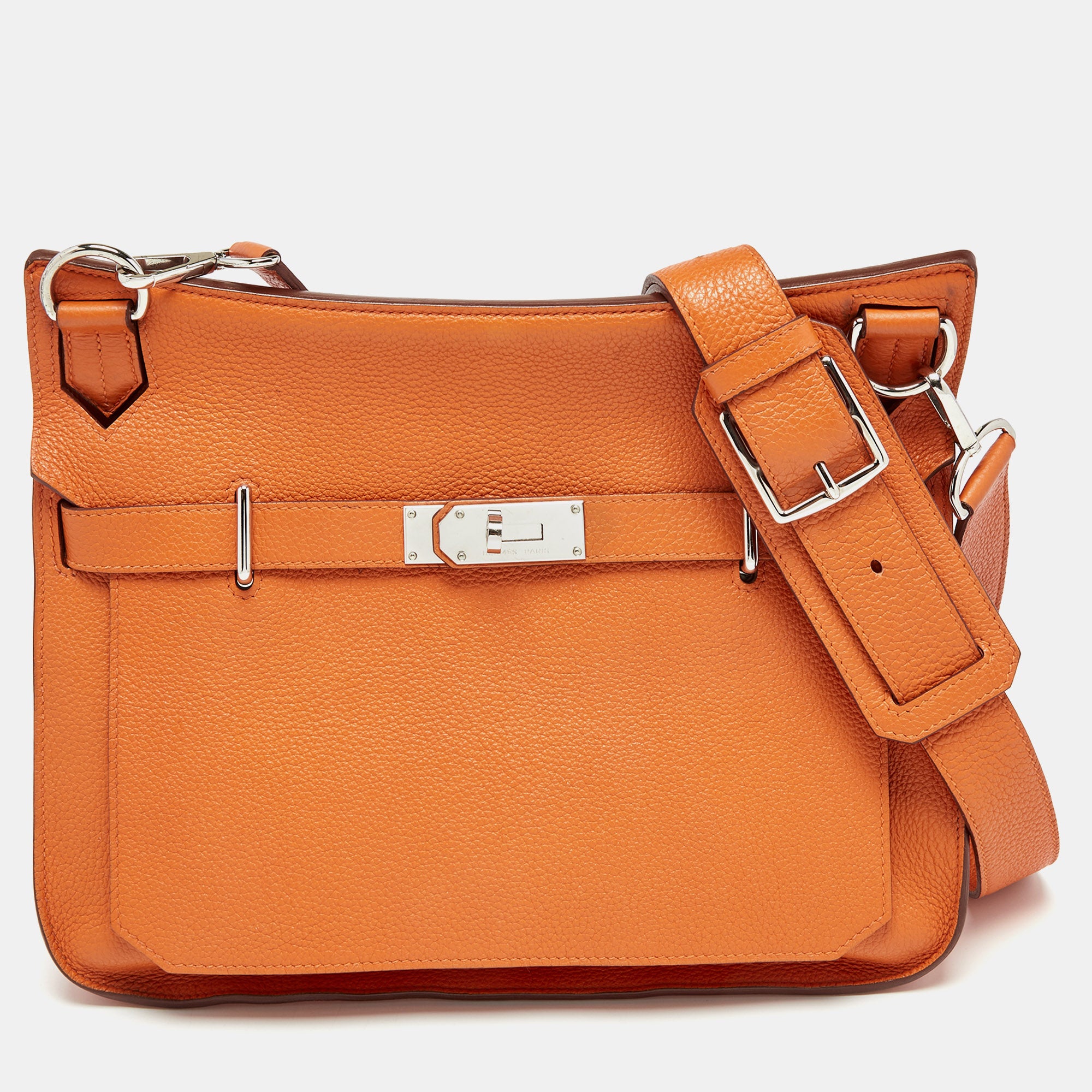Hermes Orange Togo Leather Palladium Hardware Jypsiere 34 Bag
