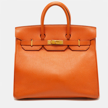 HERMES Orange Togo Leather Gold Hardware HAC Birkin 32 Bag