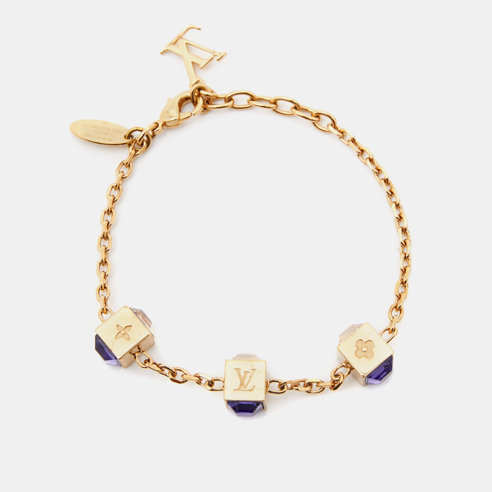 Louis Vuitton Vintage - Gamble Crystal Bracelet - Gold Purple