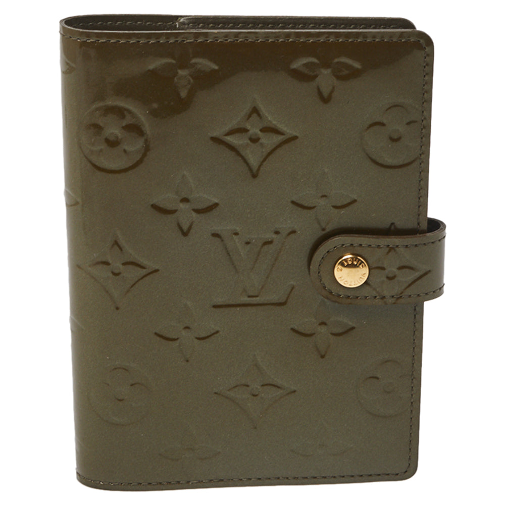 Louis Vuitton Vert Olive Monogram Vernis Leather Small Ring Agenda Cov