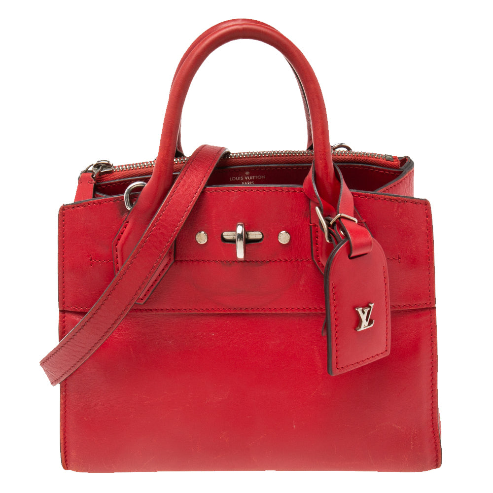 Louis Vuitton Red Leather City Steamer Mini Bag