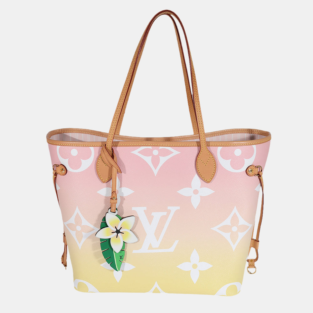 Louis Vuitton Pink & Yellow Monogram Giant By The Pool Neverfull MM Ba