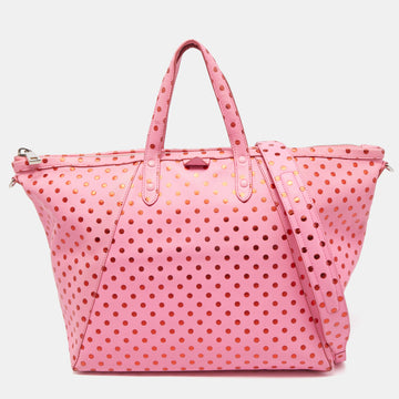 MARC JACOBS Pink Leather Polka Dot Zip Tote