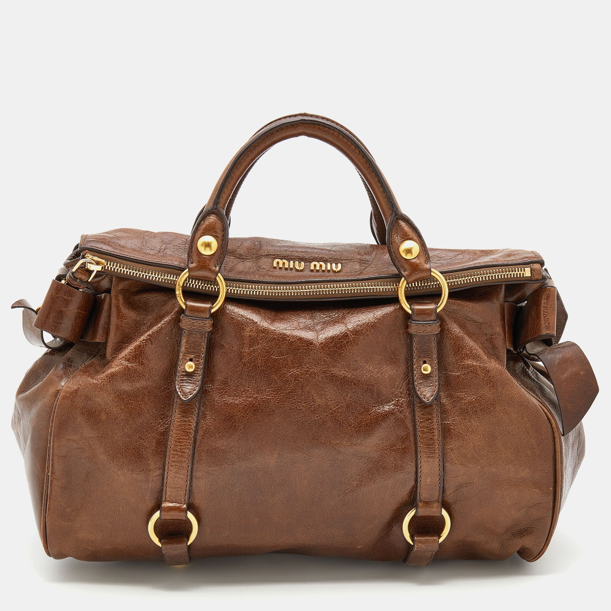 Vitello leather handbag Miu Miu Burgundy in Leather - 37309631