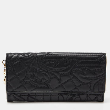 VERSACE Black Quilted Leather Flap Continental Wallet