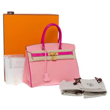 HERMES Rare Birkin 30 HSS Special Order handbag in Pink Epsom leather, BGHW