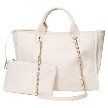 CHANEL Amazing Deauville tote bag in off white canvas, SHW
