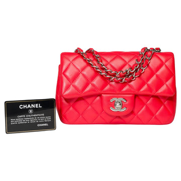 CHANEL Amazing Timeless Mini shoulder flap bag in Red quilted lambskin, SHW