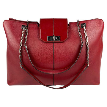 CARTIER Red Leather Chain Tote