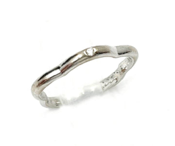 CHANEL 18k 750 White Gold Camellia 1 Diamond Ring