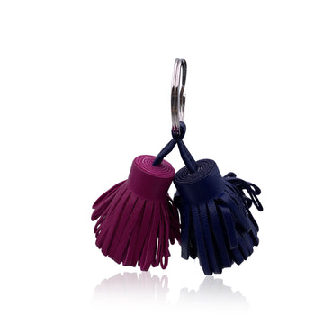 HERMES Blue And Purple Leather Carmen Uno-Dos Key Ring