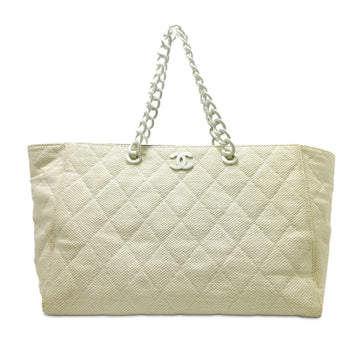 CHANEL CC Quilted Straw Tote Tote Bag