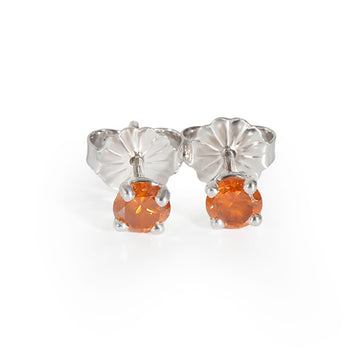 Fancy Orange Diamond Stud Earring in 14K White Gold [0.43 CTW Orange/I2-I3]