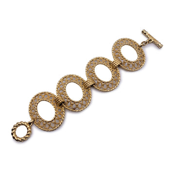 CHRISTIAN DIOR Vintage Gold Metal Oval Ring Bracelet