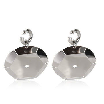 BURBERRY Paillettes Hoops With Large Drop Palladium Disc Plated Earrings