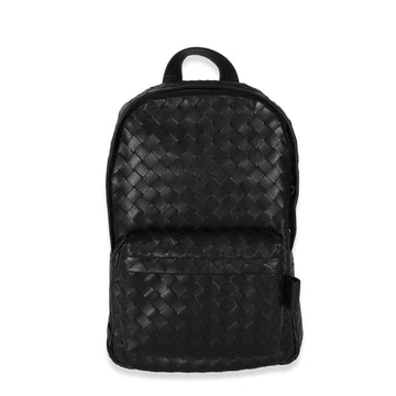 BOTTEGA VENETA Black Calfskin Small Intrecciato Backpack