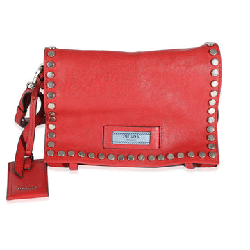 PRADA Red Leather Glace Etiquette Crossbody