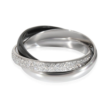 CARTIER Trinity Ceramic & Diamond Ring in 18k White Gold 0.45 CTW