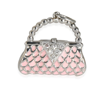 TIFFANY & CO. Diamond & Enamel Handbag Charm in Platinum 0.04 CTW