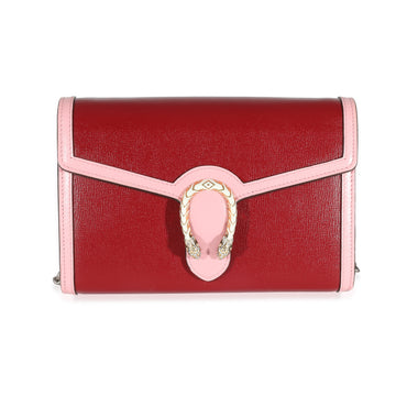 GUCCI Pink White Leather Dionysus Chain Wallet