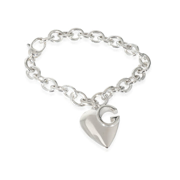 GUCCI GG Cutout Heart Charm Bracelet in Sterling Silver