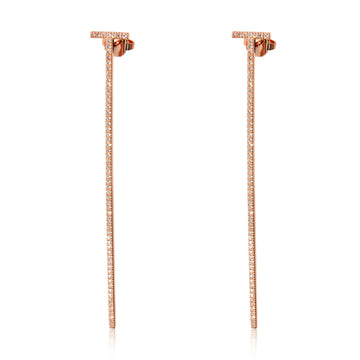 TIFFANY & CO. Tiffany T Elongated Wire Bar Earrings in 18K Rose Gold 0.47 CTW