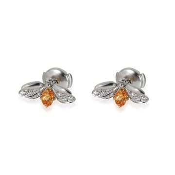 TIFFANY & CO. Paper Flowers Diamonds & Spessartine Firefly Earrings in Platinum