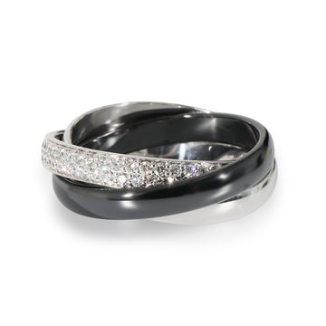 CARTIER Trinity Ring with Ceramic & Diamond in 18k White Gold 0.45 CTW