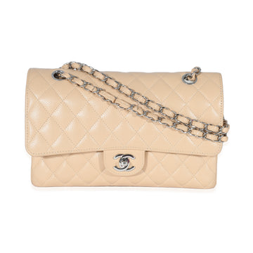 CHANEL Beige Quilted Caviar Medium Classic Double Flap Bag