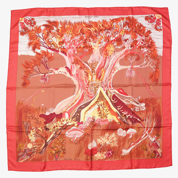 Hermes Womens Scarf Kuggor Tree Red 90x90