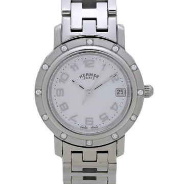 HERMES Clipper Nacle CL4.230.212 3821 Bezel Diamond New Buckle Stainless Steel Ladies 130119 Watch