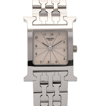 HERMES H Watch HH1.210 Ladies SS Wristwatch Quartz White Dial