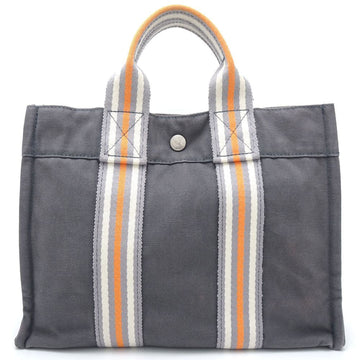 HERMES Foult Tote PM Handbag Canvas Gray Orange 351185