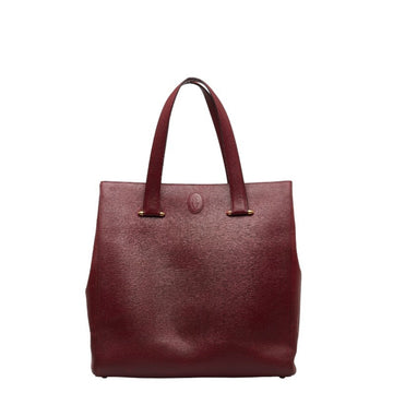 CARTIER Must Line Tote Bag Wine Red Bordeaux Leather Women's