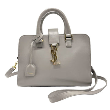 SAINT LAURENT Handbag Shoulder Bag Baby Cabas Leather Light Gray Gold Women's z1169