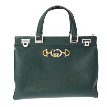 GUCCI Zumi Medium Top Handbag Green 564714 Women's Leather