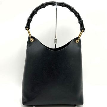 GUCCI Bamboo Shoulder Bag Handbag Black Leather 0011553