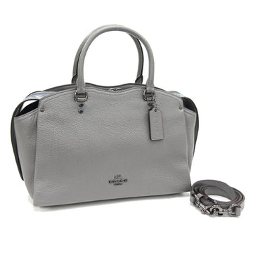 COACH Handbag Drew Satchel 67710 Gray Leather Shoulder Bag Women's