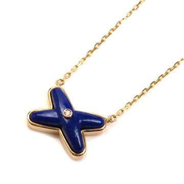 CHAUMET K18PG Pink Gold Jeux de Liens Lapis Lazuli Necklace Diamond 3.0g 42-40-38cm Women's