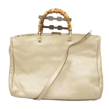 GUCCI tote bag bamboo 323658 leather beige champagne ladies