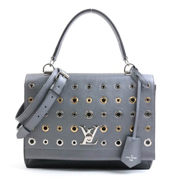 LOUIS VUITTON Handbag Shoulder Bag Lock Me 2 Leather/Metal Metallic Gray/Black Women's M42863 e58481a