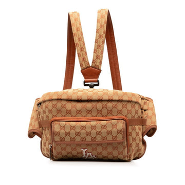GUCCI GG Canvas LA Angels Patch Body Bag Backpack 536842 Brick Red Beige Leather Women's
