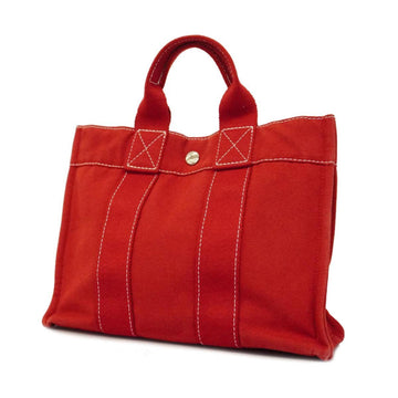 HERMES Tote Bag Deauville PM Canvas Red Women's