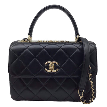 CHANEL Matelasse Lambskin Black A92236 Chain Shoulder Handbag CC Women's