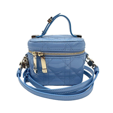 CHRISTIAN DIOR Shoulder Bag Lady Micro Vanity Patent Leather Sky Blue Women's z0922