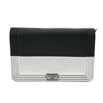 CHANEL Boy  Chain Wallet 19cm Black Silver - Women's Leather Shoulder Bag