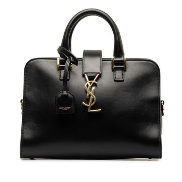 SAINT LAURENT Monogram Baby Cabas Handbag 472466 Black Leather Women's